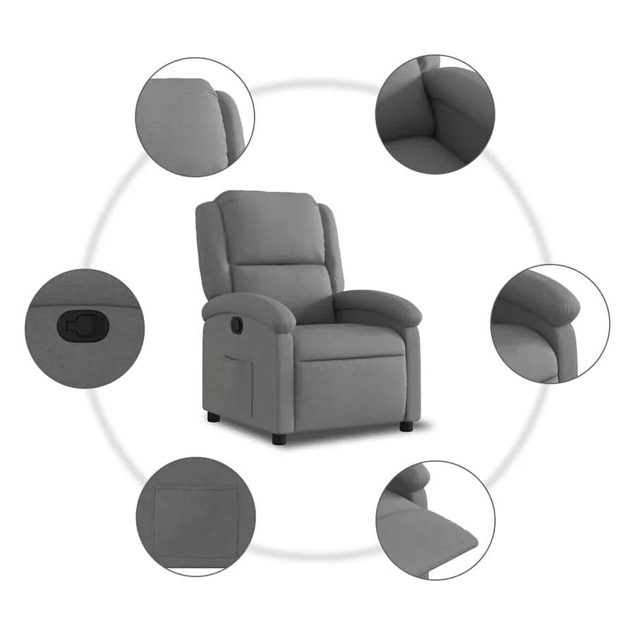 Fauteuil inclinable en tissu gris foncé - 7