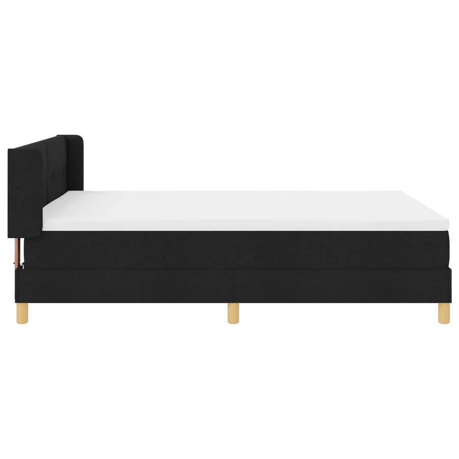 Lit à ressorts avec tête de lit Noir 200 x 140 cm tissu - 3