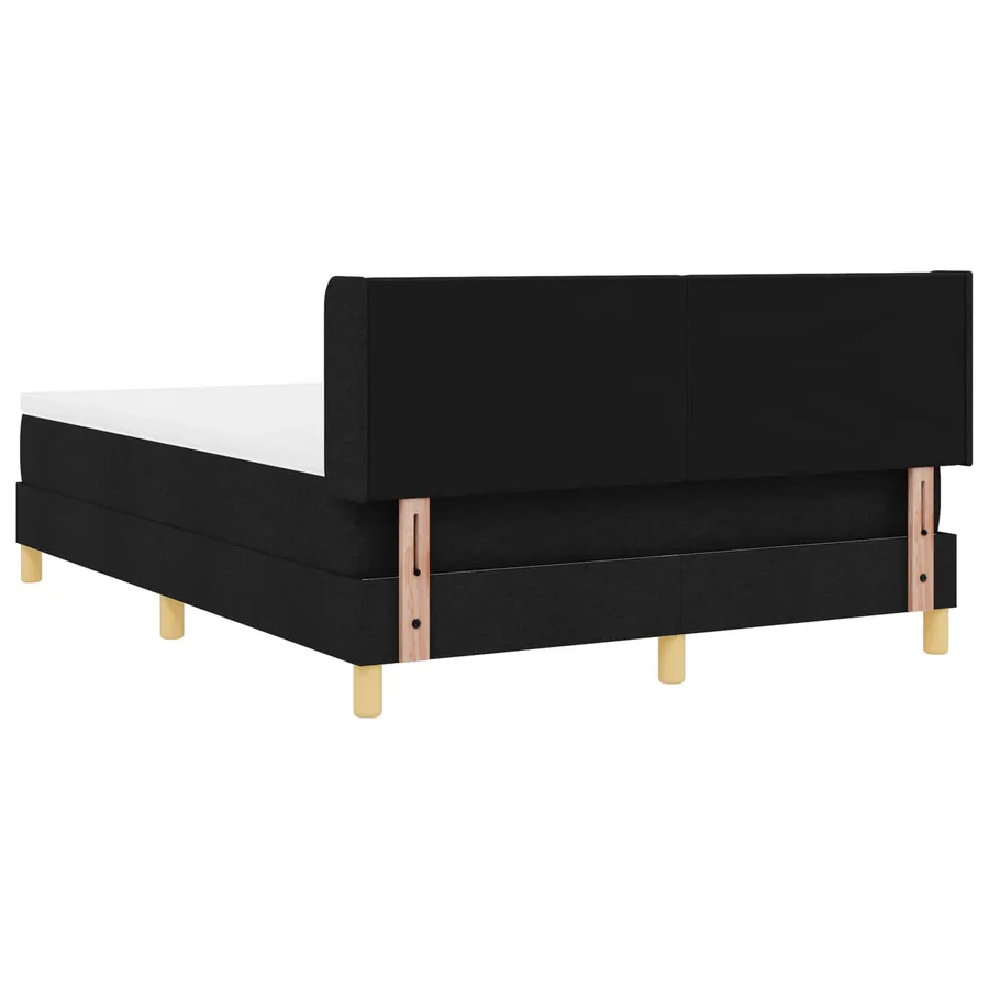 Lit à ressorts avec tête de lit Noir 200 x 140 cm tissu - 4