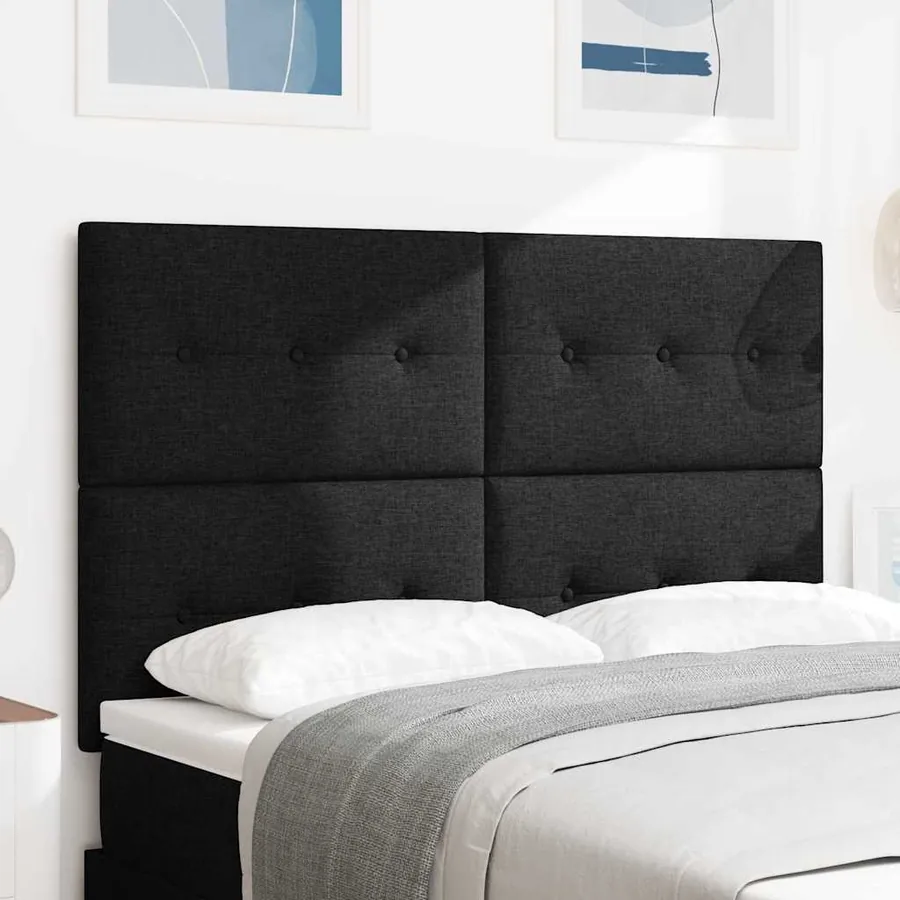 Tête de lit réglable en hauteur Noir 144 cm tissu