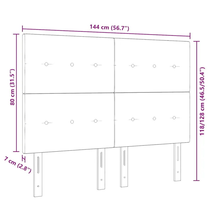 Tête de lit réglable en hauteur Noir 144 cm tissu - 9