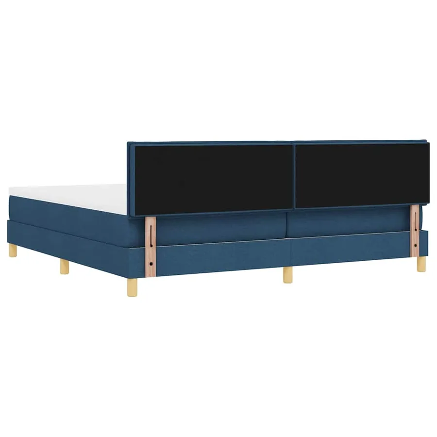 Lit à ressorts avec coussin Bleu 200 x 200 cm tissu - 9