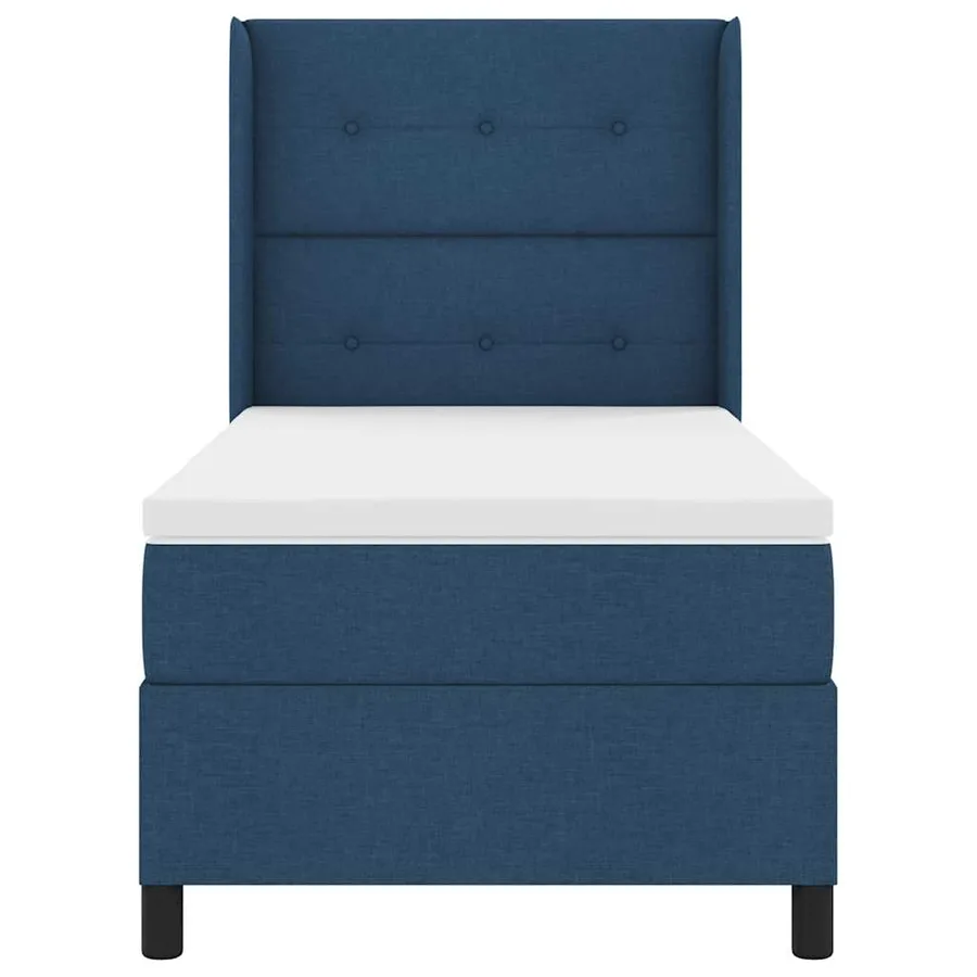 Lit à ressorts avec coussin Bleu 200 x 100 cm tissu - 7