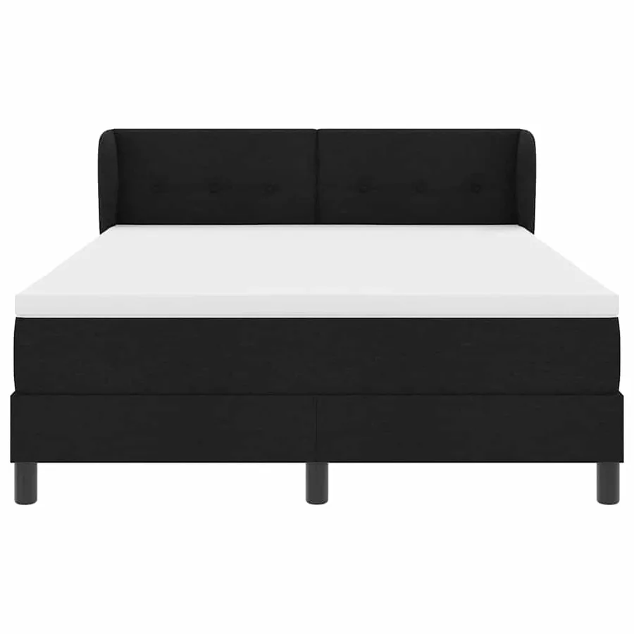 Lit à ressorts avec tête de lit Noir 140 x 190 cm tissu - 7