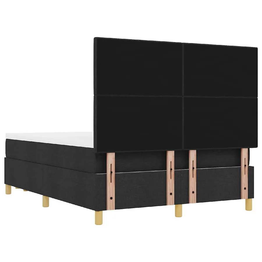 Lit à ressorts avec tête de lit Noir 200 x 140 cm tissu - 8