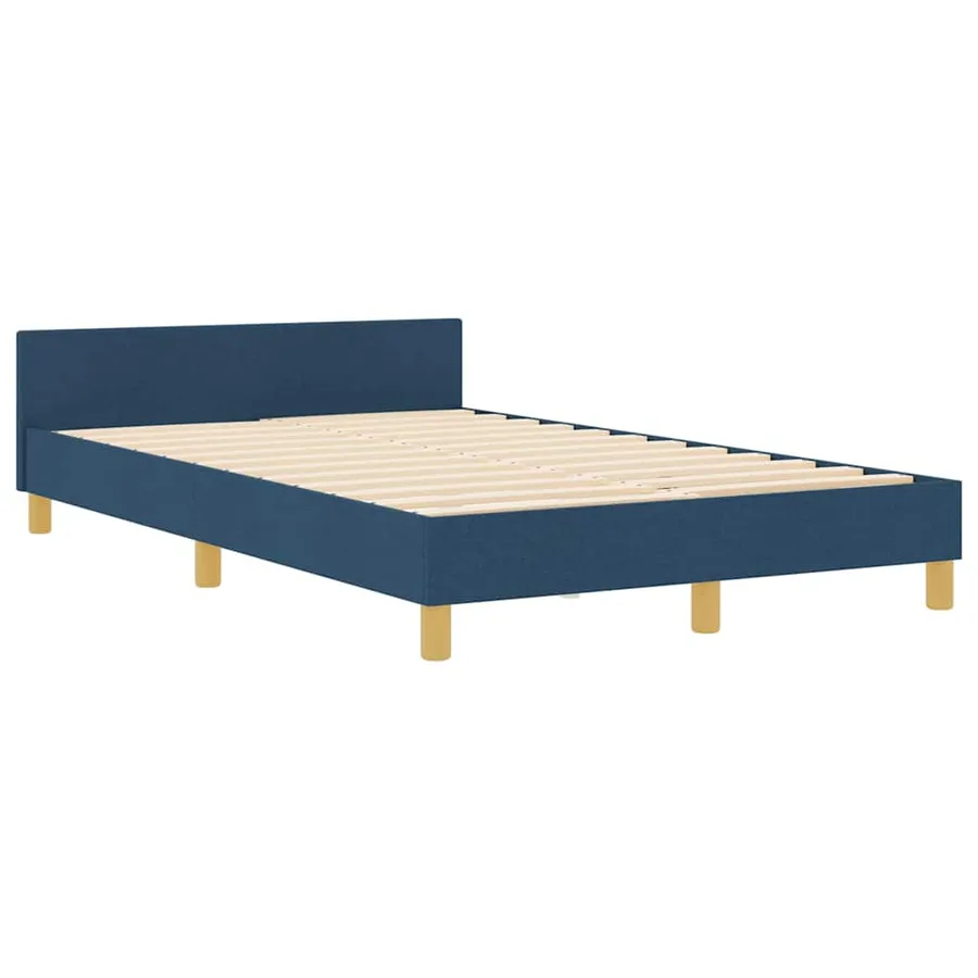 Cadre de lit avec tête de lit Bleu 120 x 200 cm tissu - 4