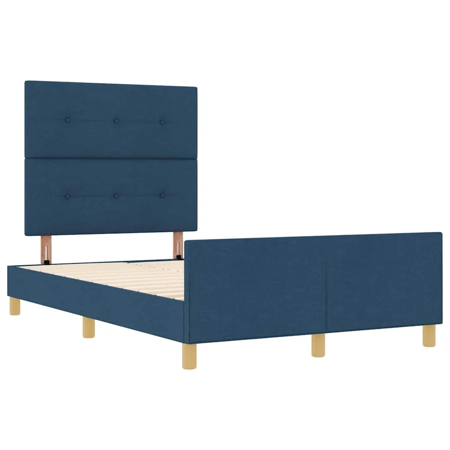 Cadre de lit avec tête de lit Bleu 120 x 200 cm tissu - 5