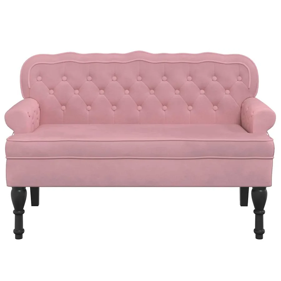 Banc avec dossier rose 119,5x64,5x75 cm velours - 3