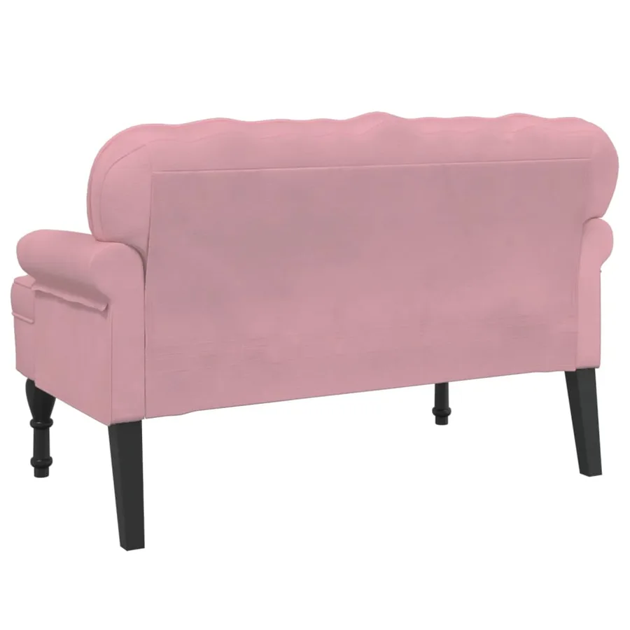 Banc avec dossier rose 119,5x64,5x75 cm velours - 5