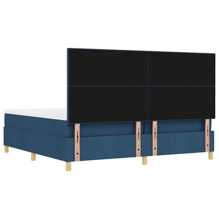 Lit à ressorts avec tête de lit Bleu 200 x 200 cm tissu - 10
