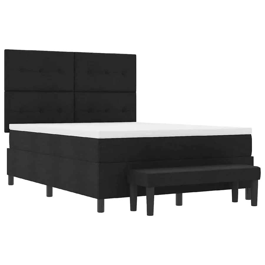 Lit à ressorts avec tête de lit Noir 140 x 200 cm tissu - 7