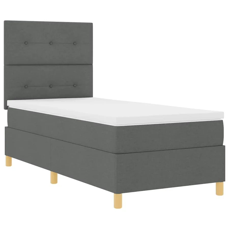 Lit à ressorts avec tête de lit Gris foncé 80 x 200 cm tissu - 5