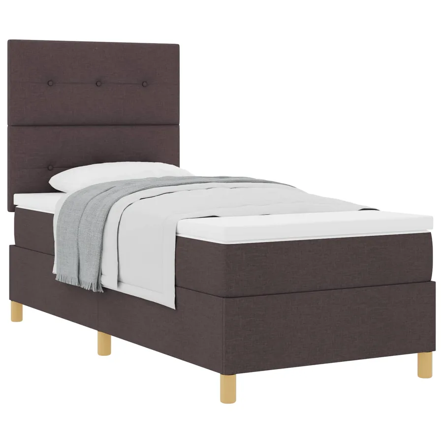 Lit à ressorts avec tête de lit Marron foncé 80 x 200 cm tissu - 2