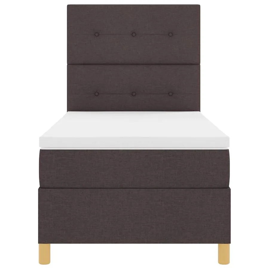 Lit à ressorts avec tête de lit Marron foncé 80 x 200 cm tissu - 7