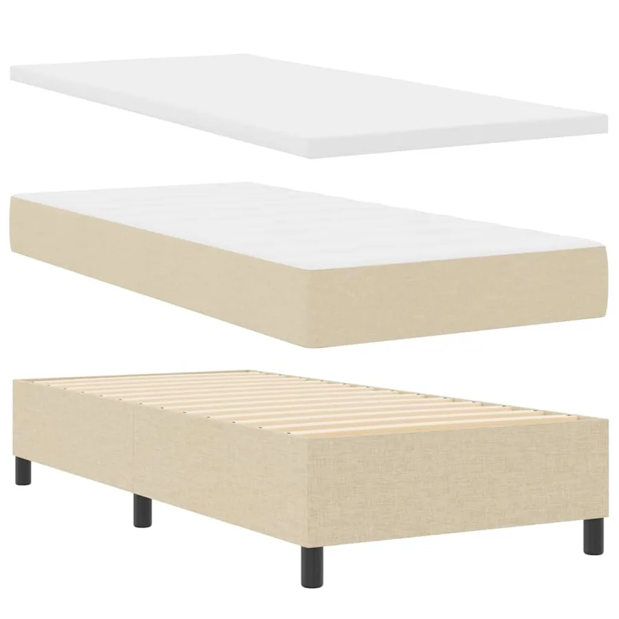 Lit à ressorts avec tête de lit Crème 80 x 200 cm tissu - 6