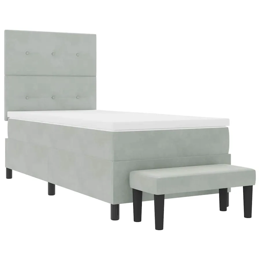 Lit à ressorts avec tête de lit Gris clair 200 x 80 cm Velours - 7