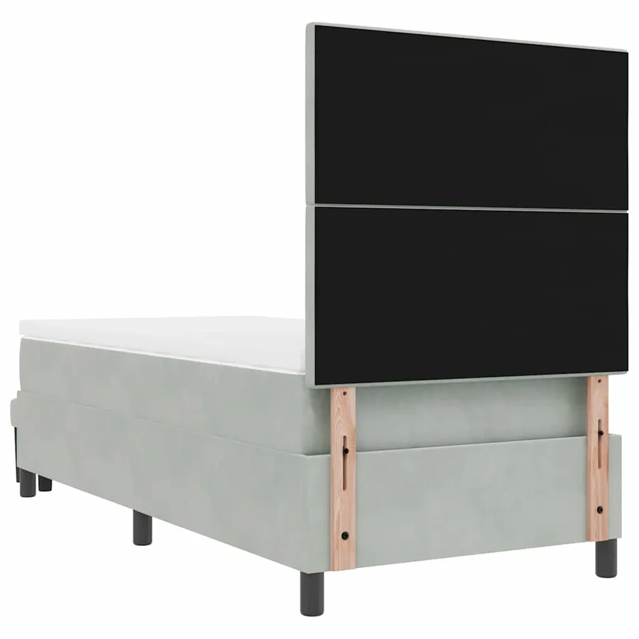 Lit à ressorts avec tête de lit Gris clair 200 x 80 cm Velours - 8