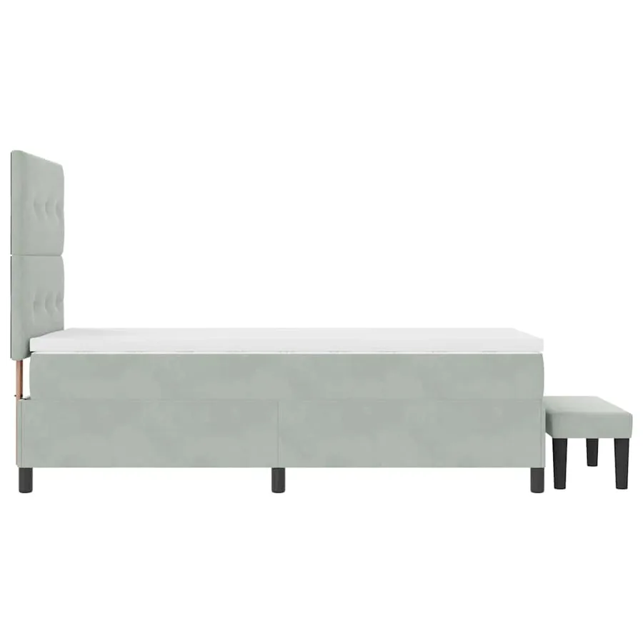 Lit à ressorts avec tête de lit Gris clair 200 x 80 cm Velours - 9
