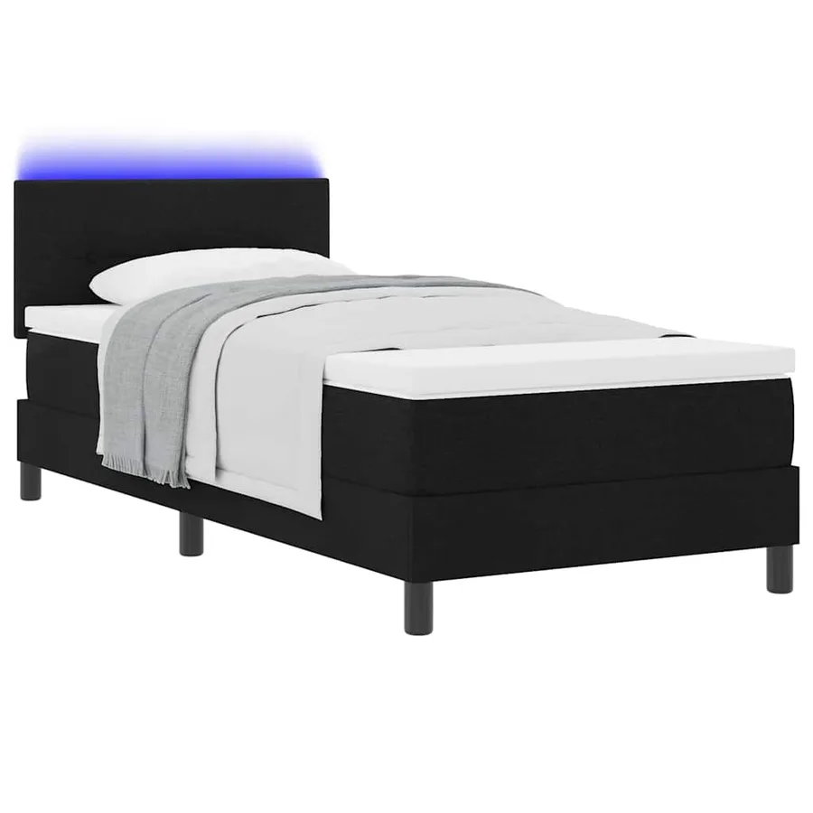 Lit à ressorts avec bandes LED Noir 80 x 200 cm tissu - 3