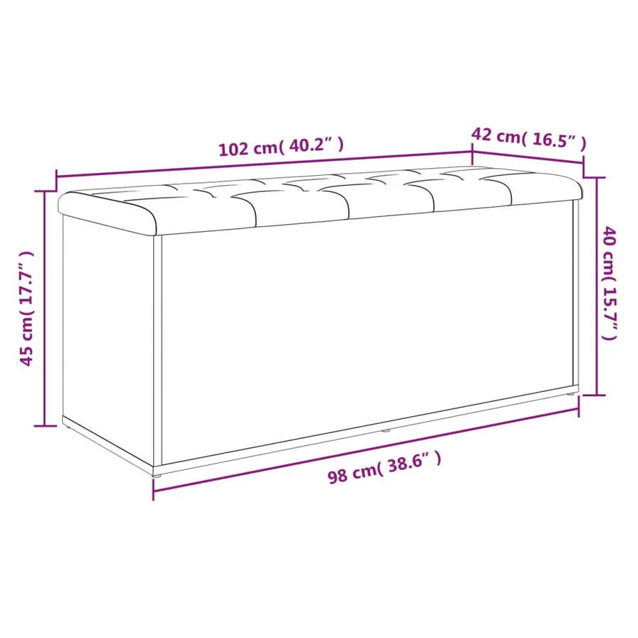 Banc de rangement Chêne Sonoma 102x42x45 cm Bois d'ingénierie - 9