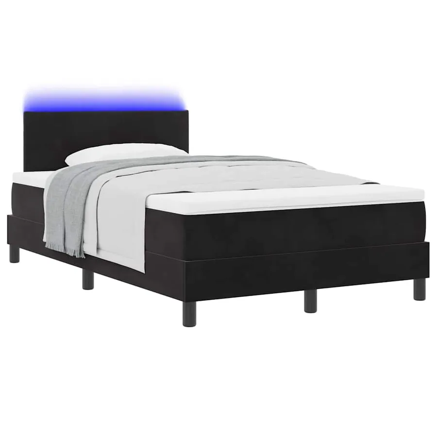 Lit à ressort LED avec bandes LED Noir 120 x 190 cm Velours - 3