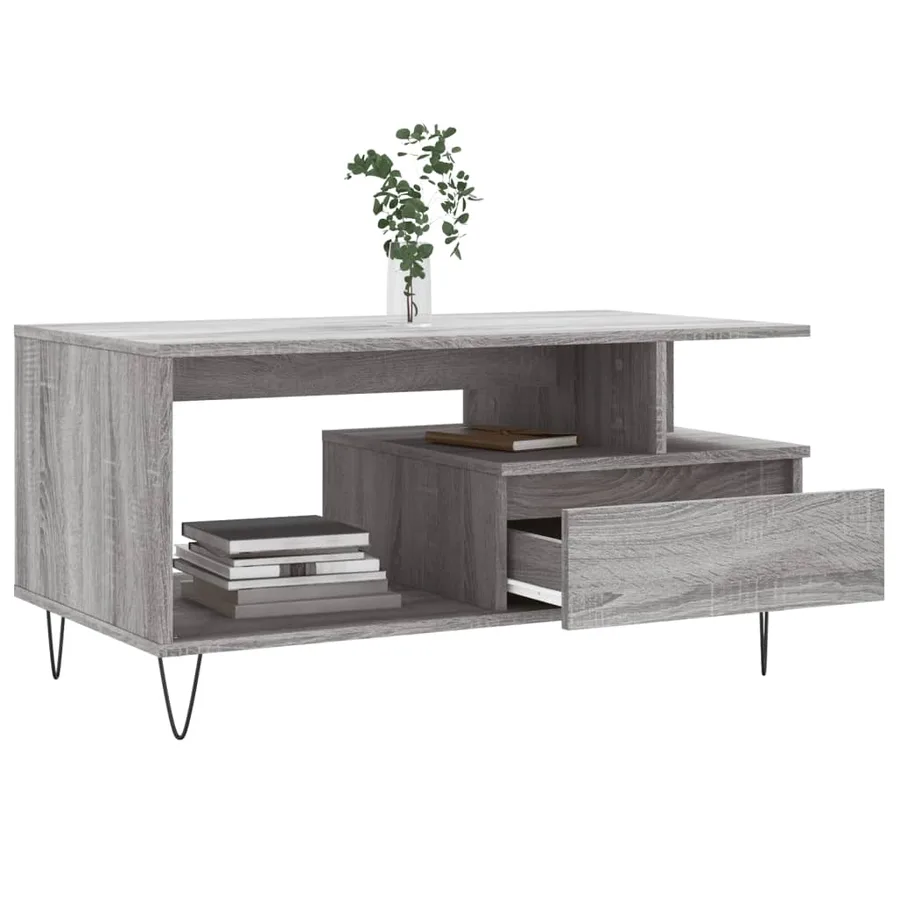 Table basse Sonoma gris 90x49x45 cm Bois d'ingénierie - 4