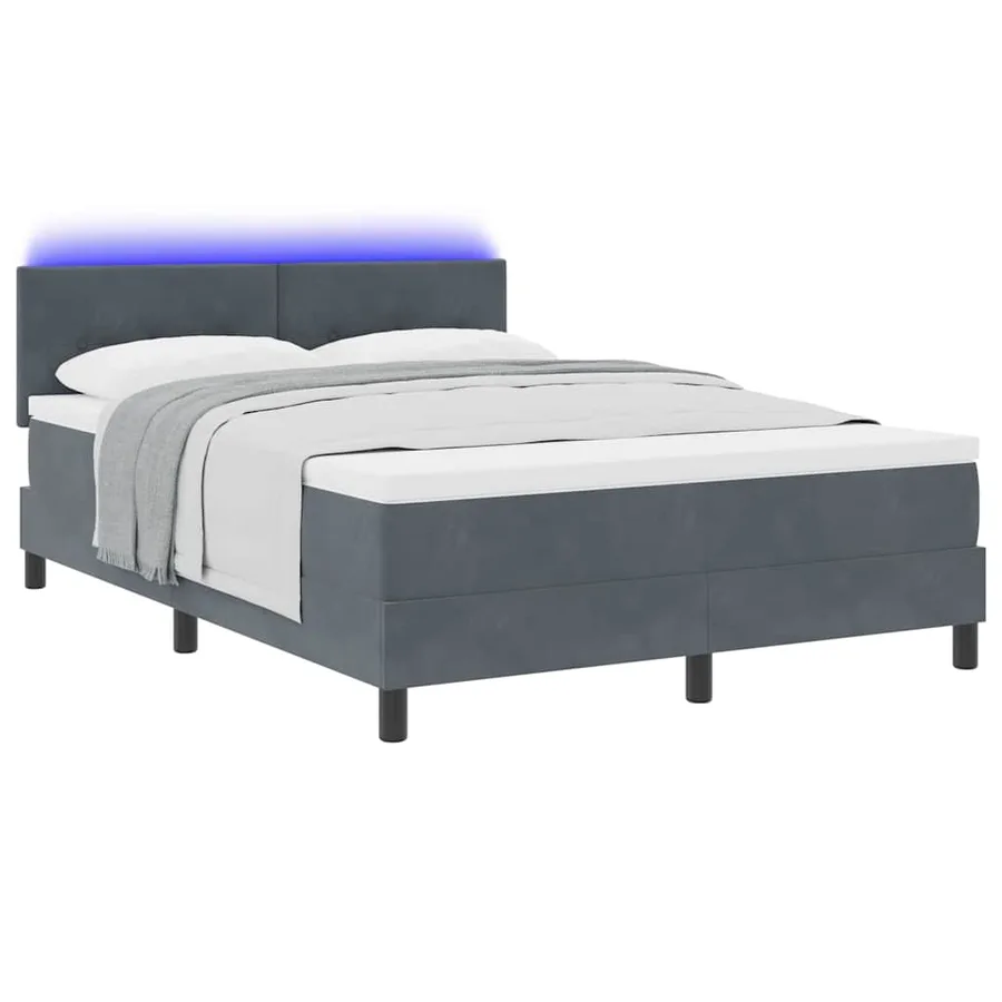 Lit à ressort LED Gris foncé 160 x 200 cm Velours - 3