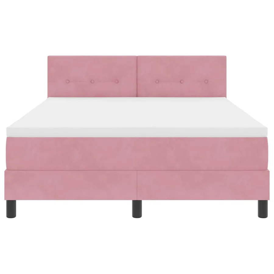 Lit à ressorts avec tête de lit Rose 140 x 190 cm Velours - 6