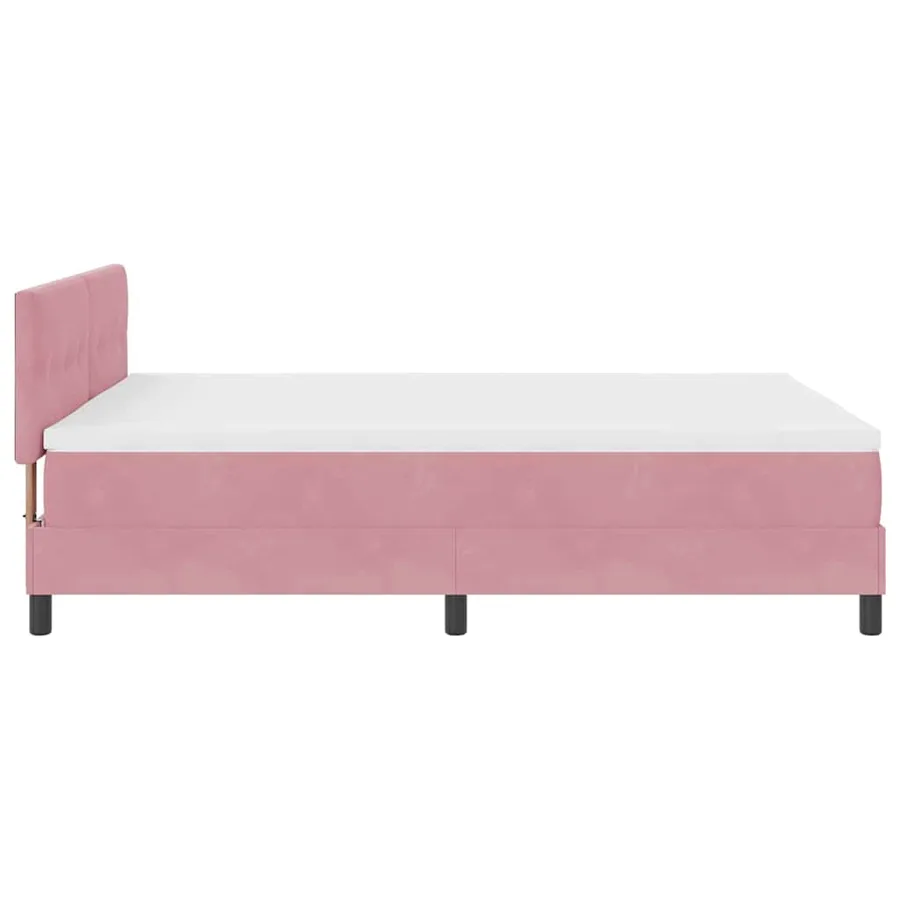 Lit à ressorts avec tête de lit Rose 140 x 190 cm Velours - 7