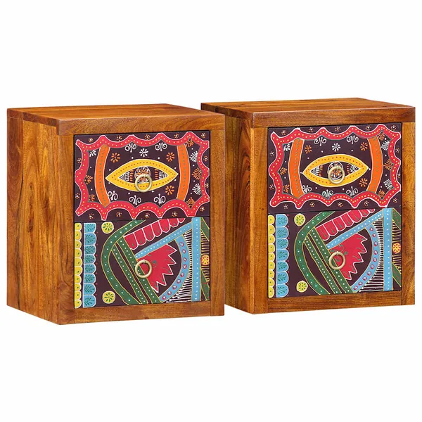 Cabinet de chevet avec tiroir 2 pcs Marron 35 x 30 x 40 cm