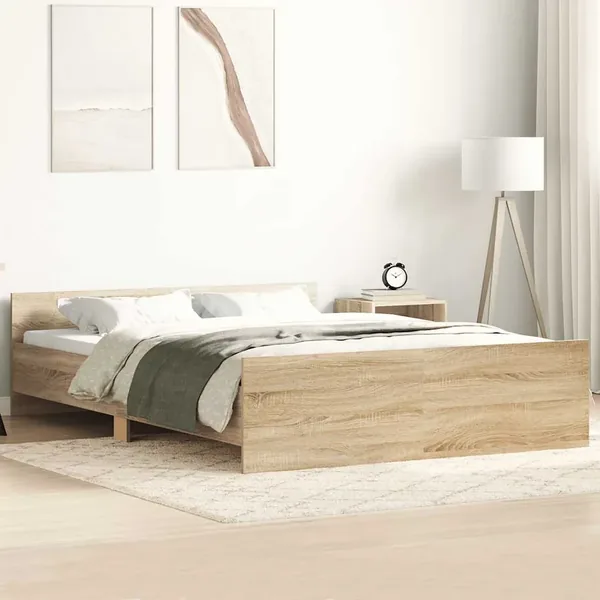 Cadre de lit sans matelas gris béton 120x190 cm