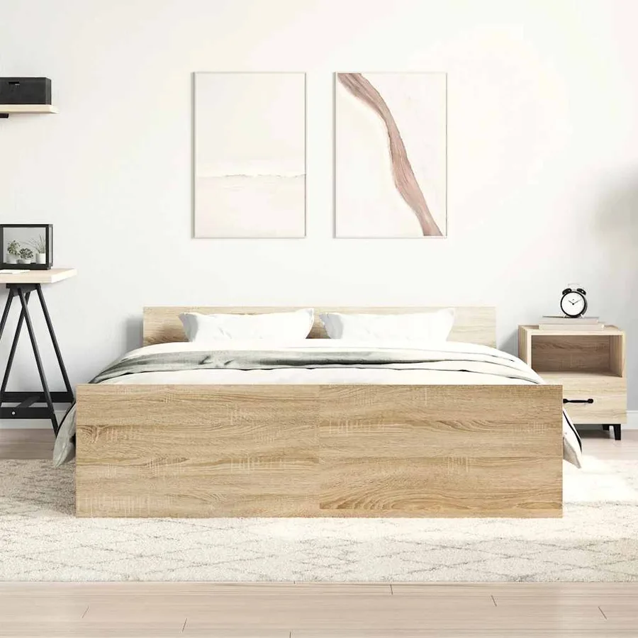 Cadre de lit sans matelas gris béton 120x190 cm - 3