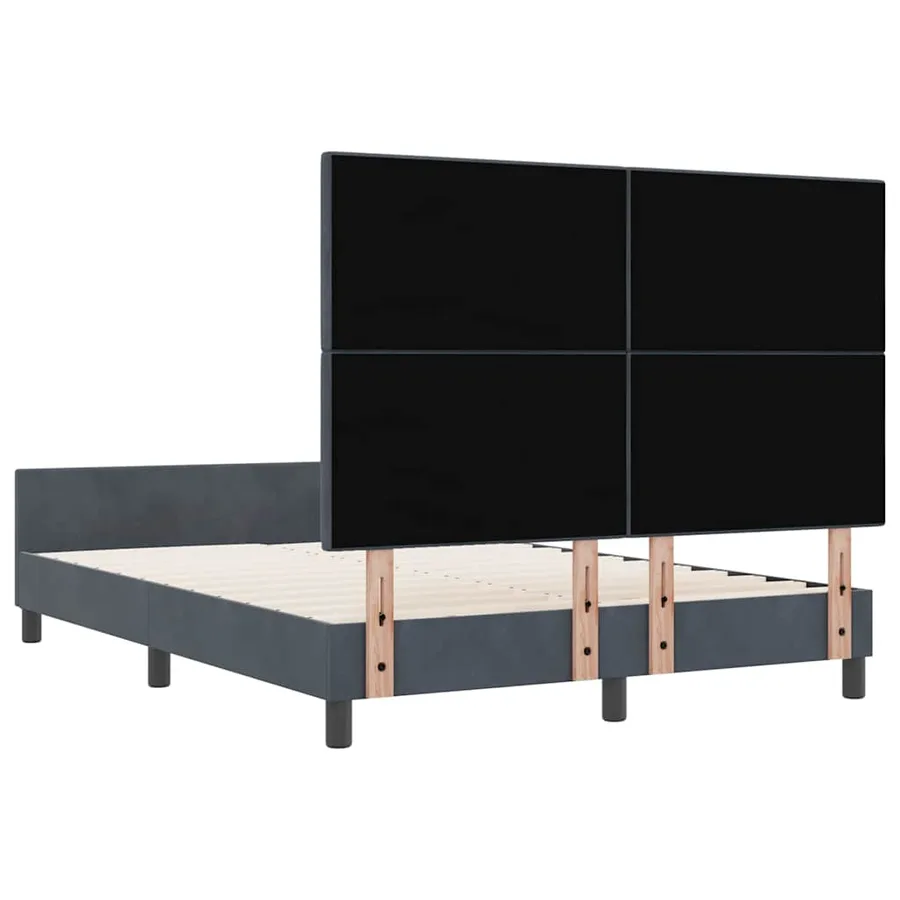 Lit à ressorts avec tête de lit Gris foncé 140 x 200 cm Velours - 9
