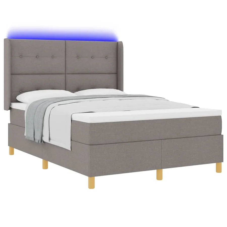 Lit à ressorts avec bandes LED Taupe 140 x 190 cm tissu - 3