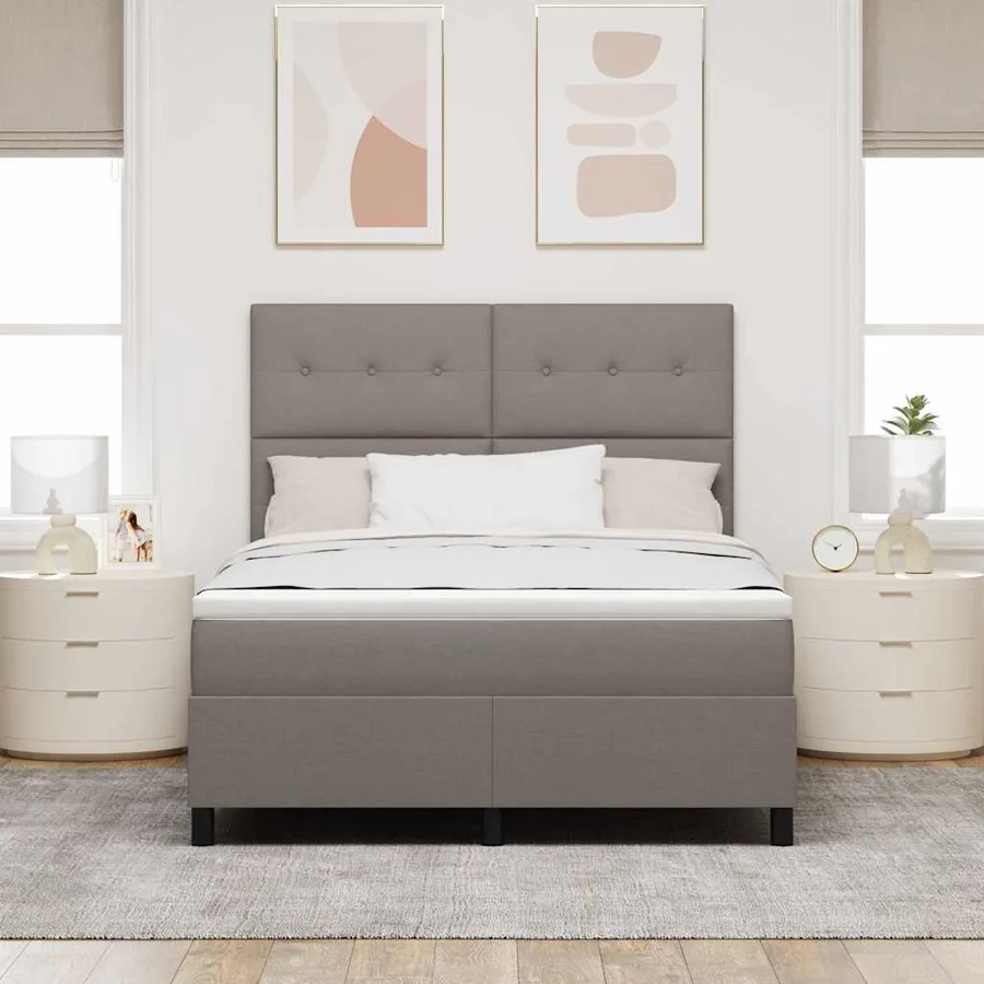 Lit à ressorts avec bandes LED Taupe 140 x 200 cm tissu - 4