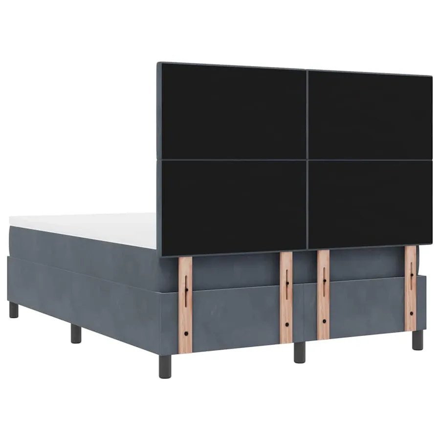 Lit à ressort LED Gris foncé 140 x 200 cm Velours - 9