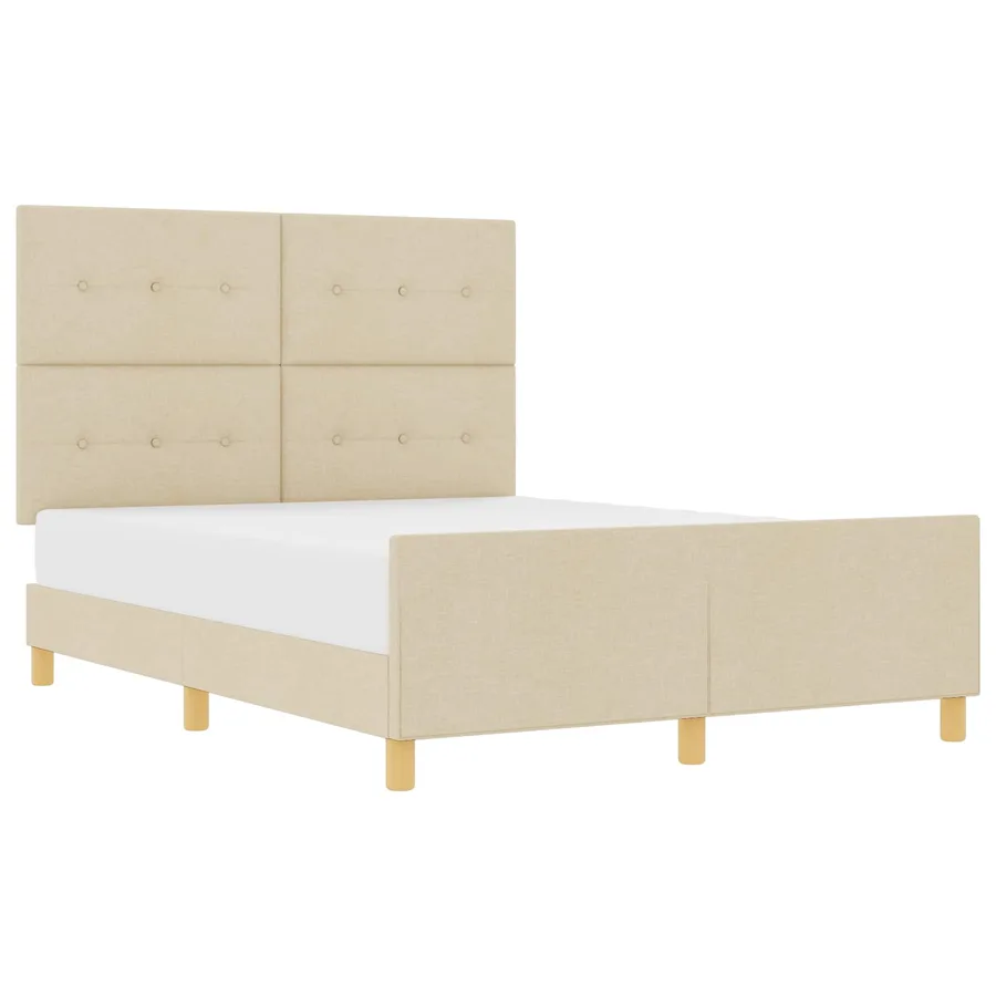 Cadre de lit avec tête de lit Crème 140 x 190 cm tissu - 2