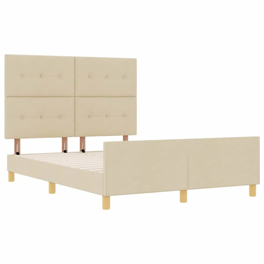 Cadre de lit avec tête de lit Crème 140 x 190 cm tissu - 5