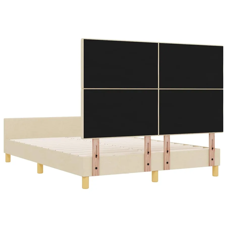 Cadre de lit avec tête de lit Crème 140 x 190 cm tissu - 9