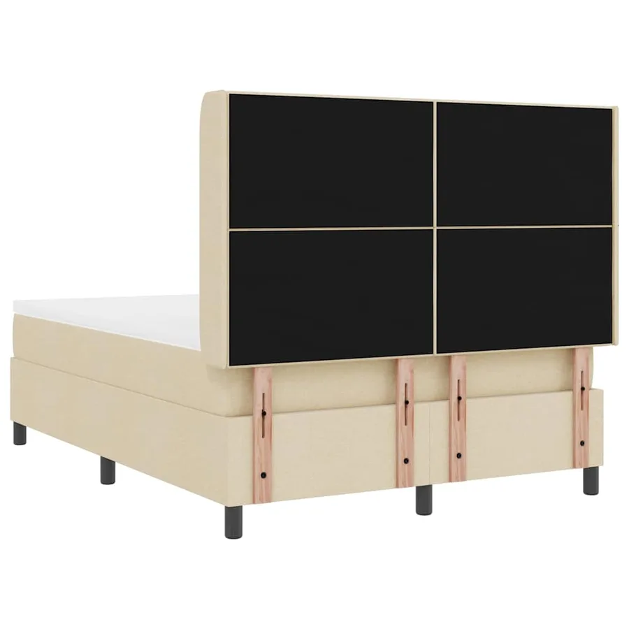 Lit à ressort LED avec tête de lit Crème 140 x 200 cm tissu - 10