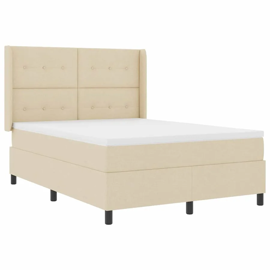 Lit à ressort LED avec tête de lit Crème 140 x 200 cm tissu - 2