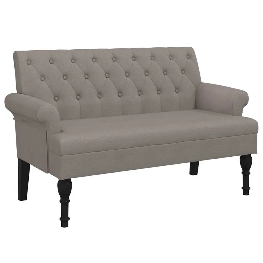 Banc avec dossier taupe 120x62x75,5 cm tissu - 2