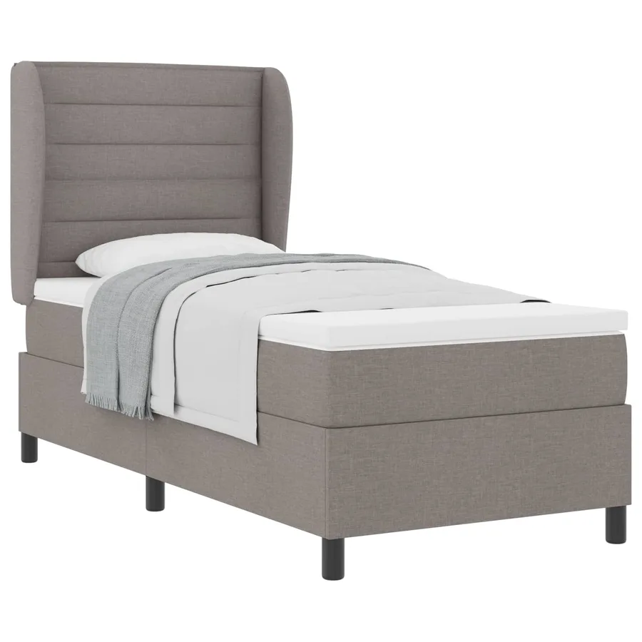 Lit à ressorts avec matelas Taupe 90 x 200 cm tissu - 2