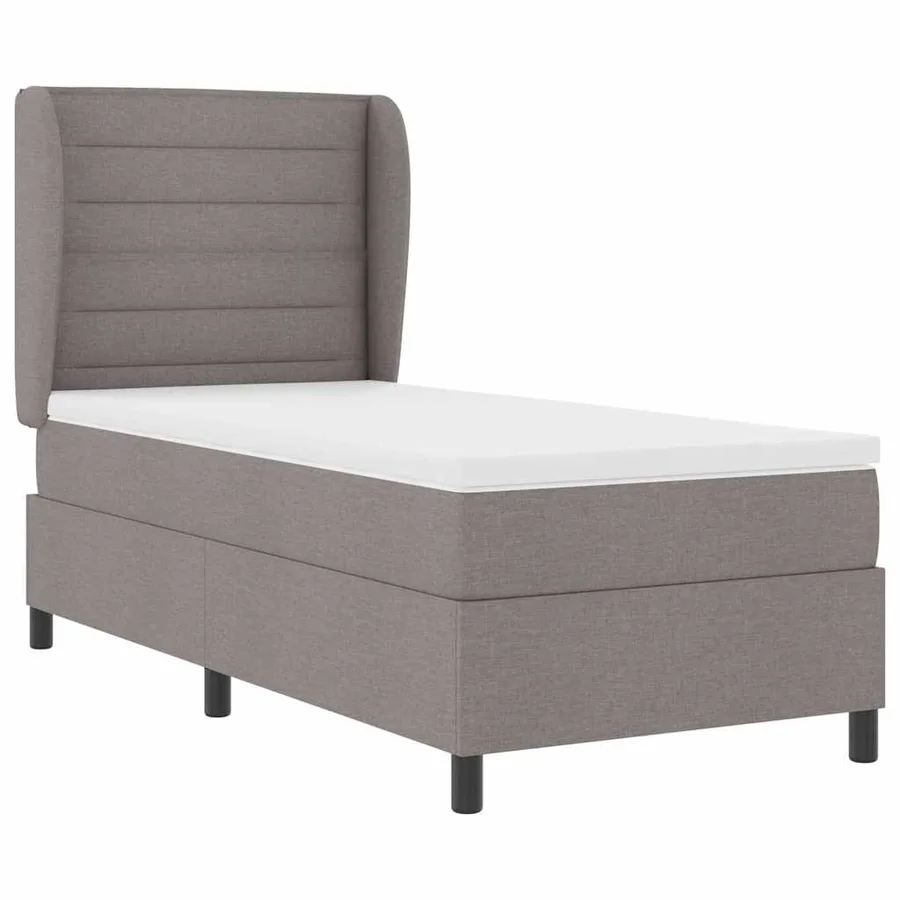 Lit à ressorts avec matelas Taupe 90 x 200 cm tissu - 5