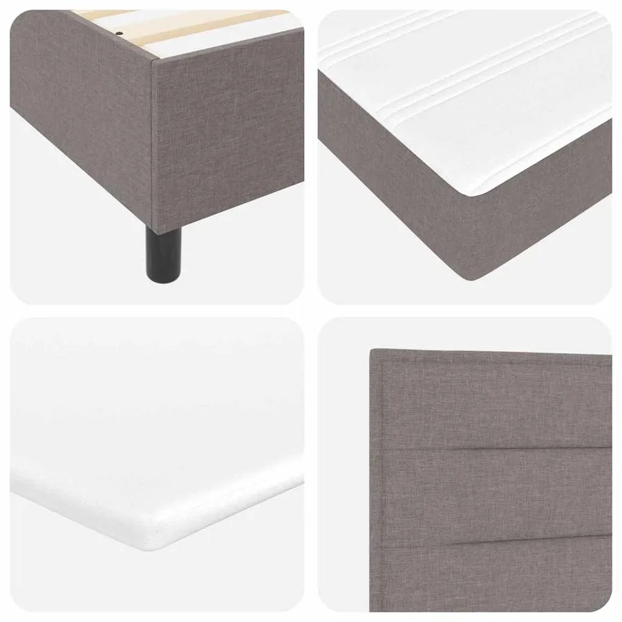 Lit à ressorts avec matelas Taupe 90 x 200 cm tissu - 8