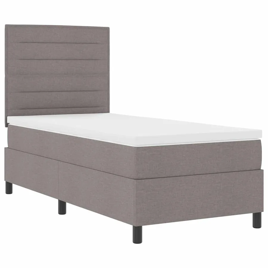 Lit à ressorts avec matelas Taupe 90 x 200 cm tissu - 5