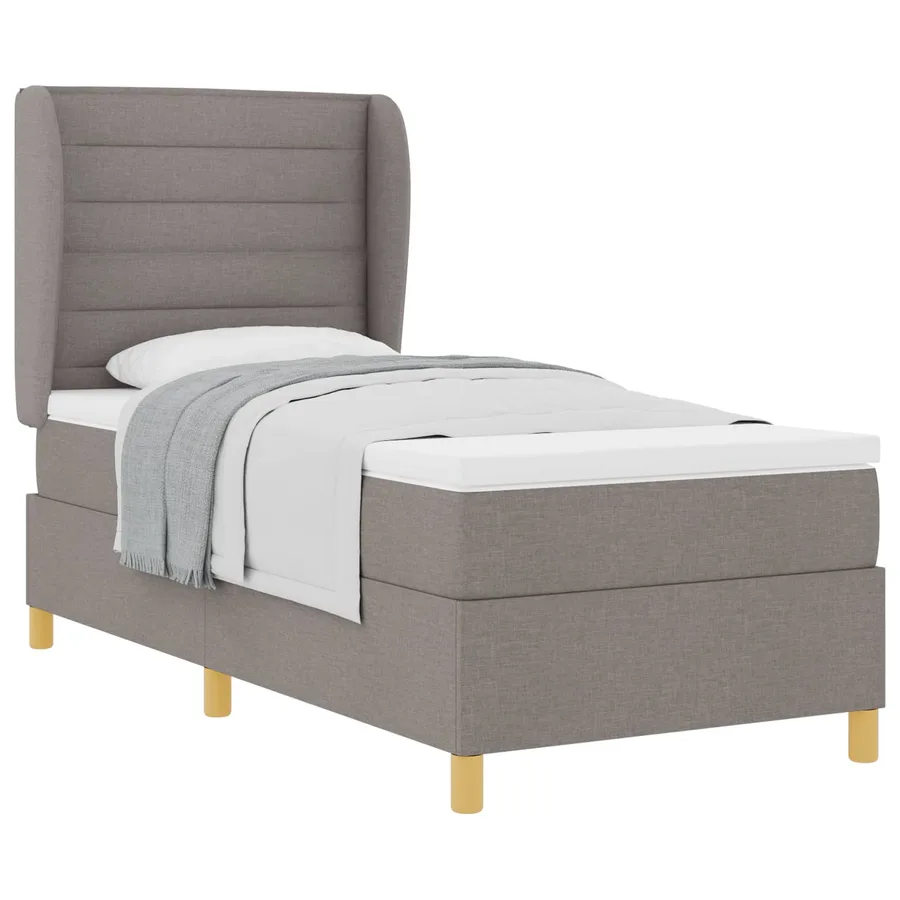 Lit à ressorts avec matelas Taupe 190 x 90 cm tissu - 2