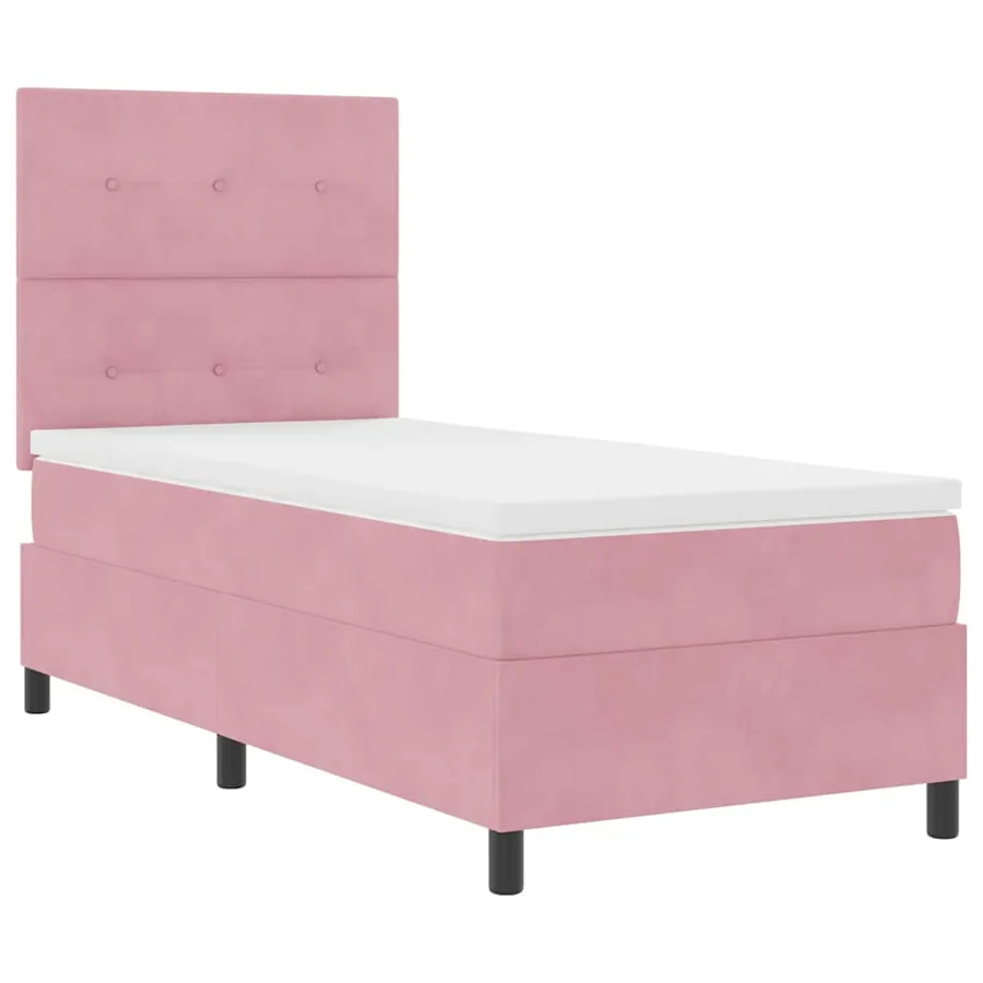 Lit à ressorts avec tête de lit Rose 90 x 190 cm Velours - 5