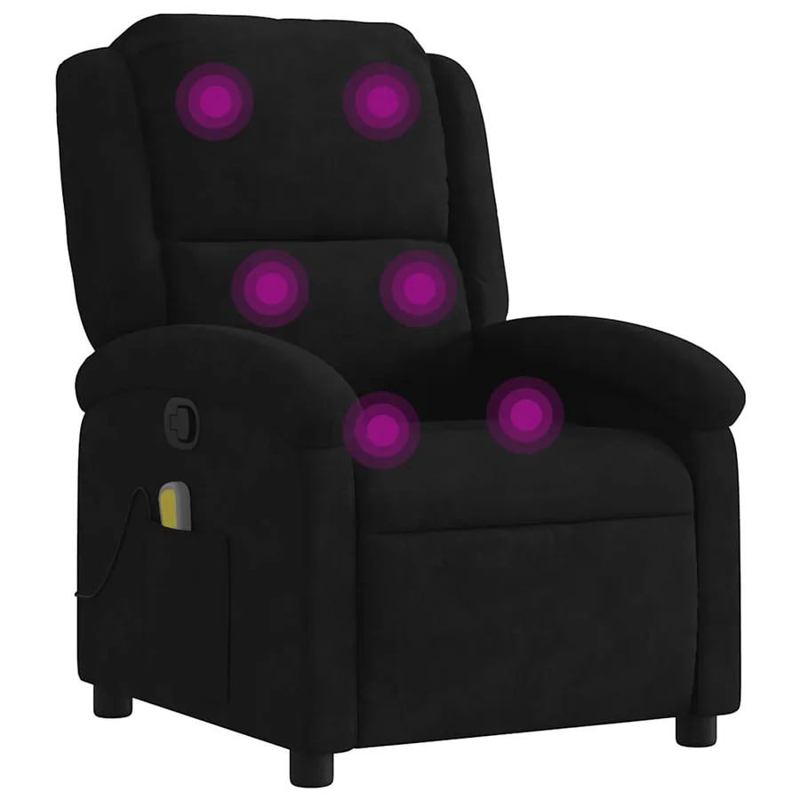 Fauteuil de massage inclinable noir velours - 2