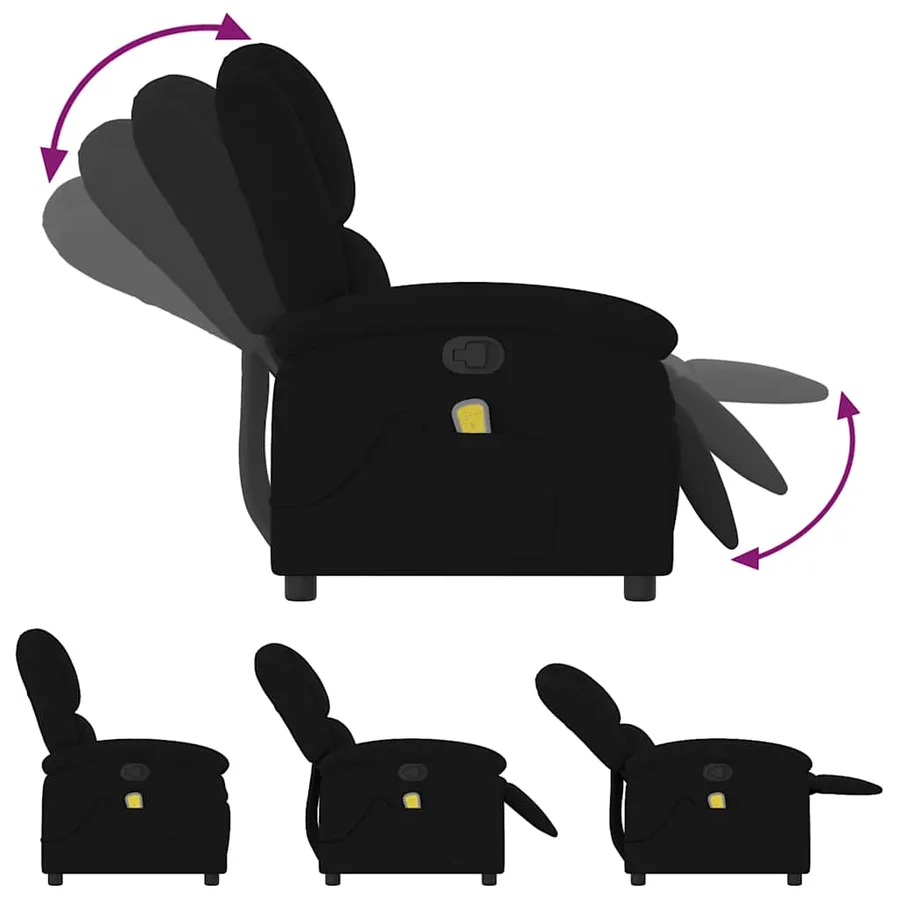 Fauteuil de massage inclinable noir velours - 8